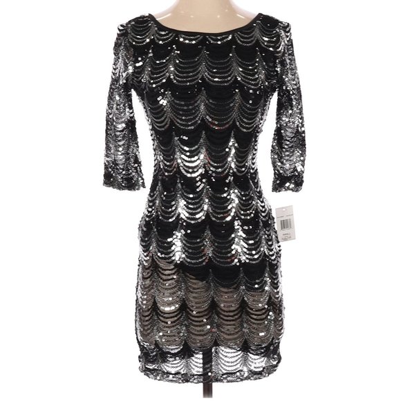 Midnight Doll Dresses & Skirts - NWT Formal Long Sleeve Dress in Black/Silver Sequins Size S
